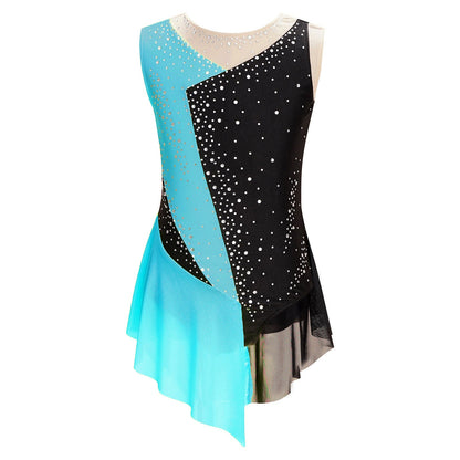 Kids Girls Sparkly Rhinestone Ballet Jersey Leotard Dress Toddler Gymnastics Artistic Figure Skating Dance Leotards Costume