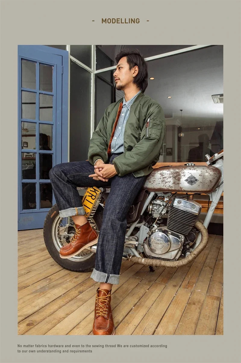 Denim Jeans Loose Fit Straight Leg Pants Amekaji DN-0006