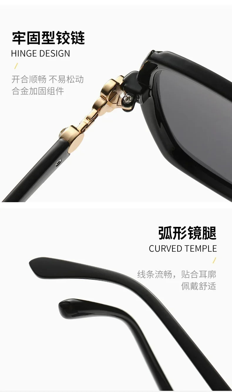 Luxury Square Designer Fashion Big Polarized Sunglasses For Women Glasses Brand 2024 Woman Women's Retro Shades UV400 Eyewear