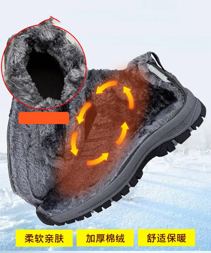 Winter Men Boots PU Leather Snow Boots Man Plush Warm Causal Shoe Waterproof Men Boots High Quality Male Sneakers Ankle Boots