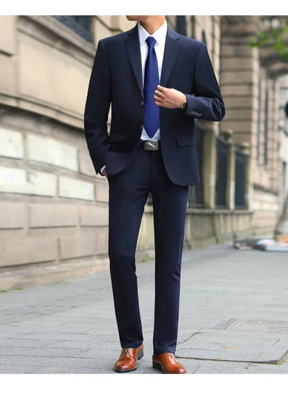 Men's M-10XL Spring New Wedding Fashion Handsome Suit Business Cargo Trousers Plus Size Two Sets Fat Friendly Clothing