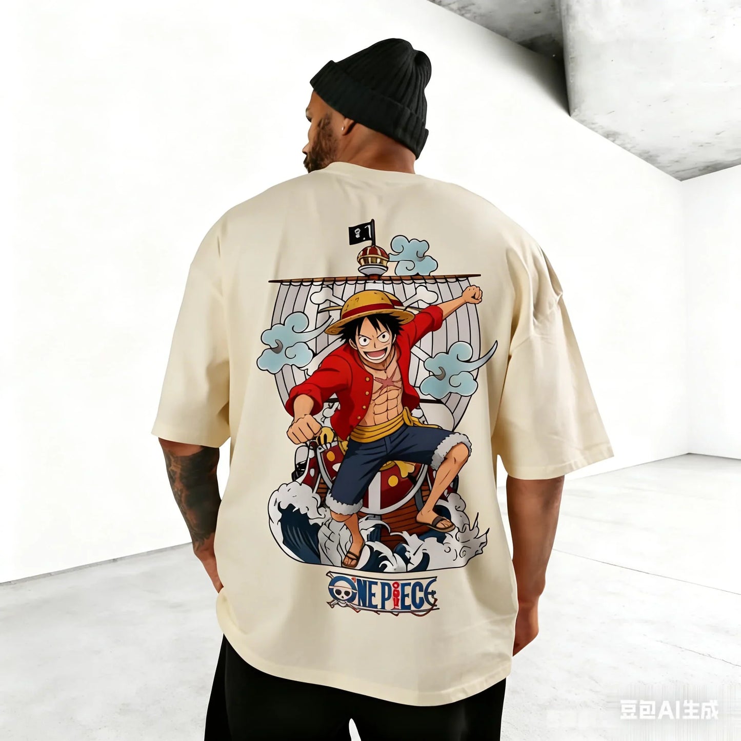 2026 Oversized Anime Men T-Shirt One Piece Luffy Streetwear Gym Workout Short Sleeves Graphic Tee Loose Casual Tops Summer Y2k