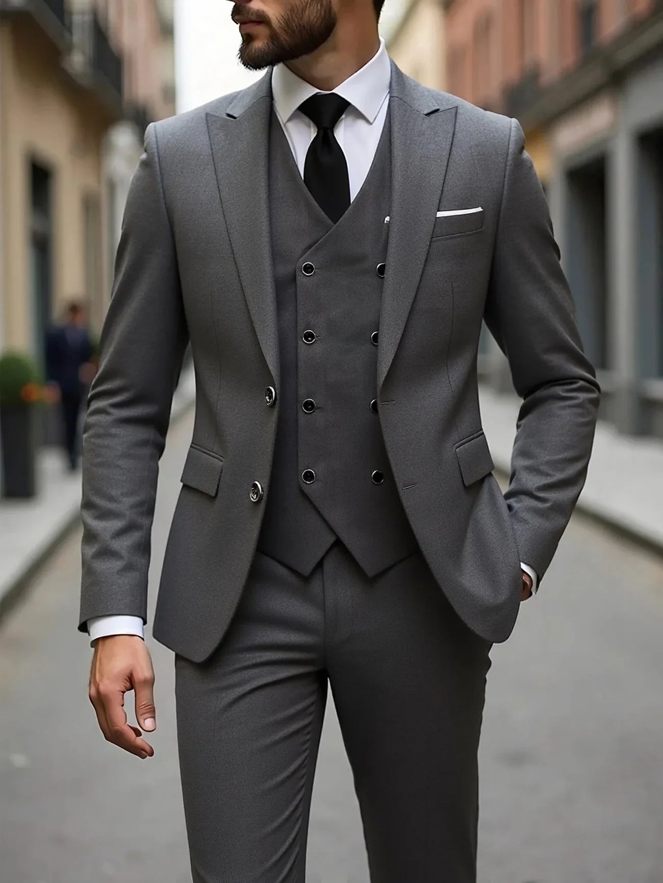 Four Seasons Wedding Groom Suit Big Size Business Formal Slim Fit Korean Style Three Piece Set Mens Tuxedo