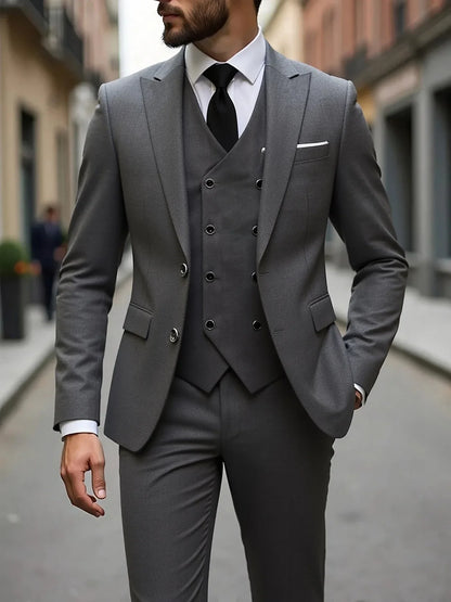 Four Seasons Wedding Groom Suit Big Size Business Formal Slim Fit Korean Style Three Piece Set Mens Tuxedo