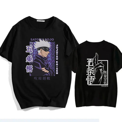 Jujutsu Kaisen Satoru Gojo Unisex Pure Cotton T-shirt 2026 Summer Anime Print Round Neck Casual Parent-child Short Sleeved Top