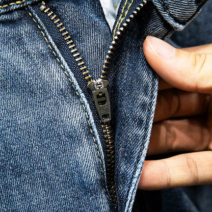 Nine-Point Pants Men's 2025 New Spring Autumn Fashion Casual Denim Trousers Cotton Slim Jeans  Blue Male Clothing Brand Clothing