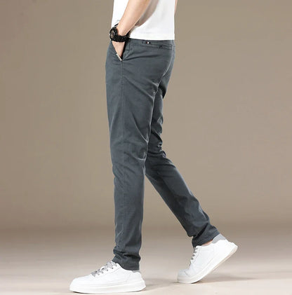 New Spring Summer Lyocell Fabric Mens Casual Pants Hight Quality Fashion Slim Business Trousers Brand Elastic Soft Pants