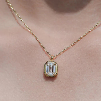 8x10mm Emerald Cut Moissanite Pendant Necklace Trendy Solitaire Lab Diamond Necklaces For Women 2026 Trend Jewellery Gift