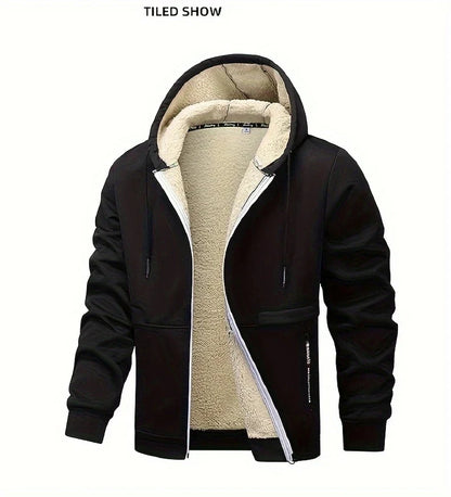 Winter Lambswool Zipper Hoodies Thicken Warm Jackets Long Sleeve Sweatshirts Casual Sports Fleece Black Coats Hooded Men Coat To