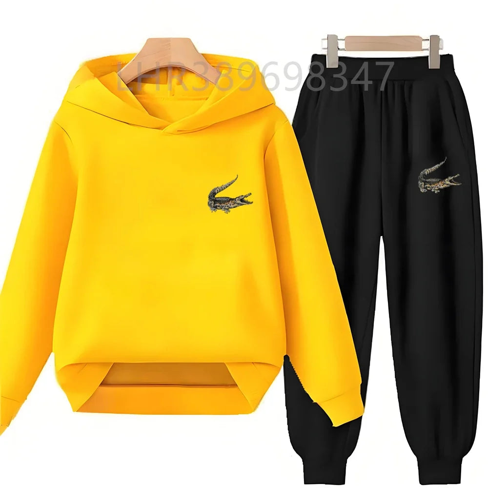 American Crocodile Hoodie Kids 3-12 Years Boys Girls Casual Tops+Pants Sets Children Long Sleeves Autumn New Fashion Clothes