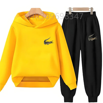 American Crocodile Hoodie Kids 3-12 Years Boys Girls Casual Tops+Pants Sets Children Long Sleeves Autumn New Fashion Clothes
