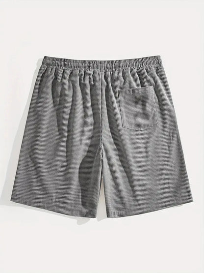 Men's Waffle Texture Shorts Summer Casual Sports Plus Size Loose Fit Knee-Length Shorts Male Oversized Streetwear Beach Pants