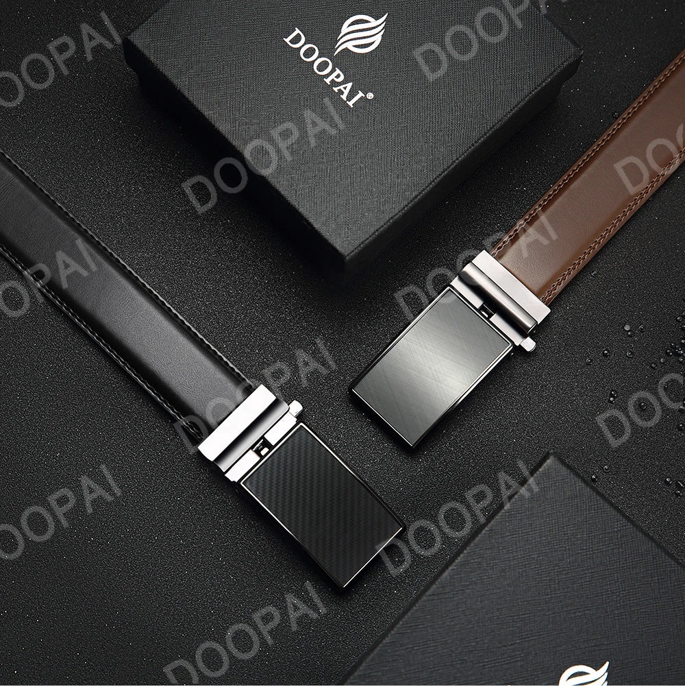 Mens Leather Belt  Automatic Genuine Leather Belts Leisure Fashion Ratchet Belts for Men Pants Waistband Ремень