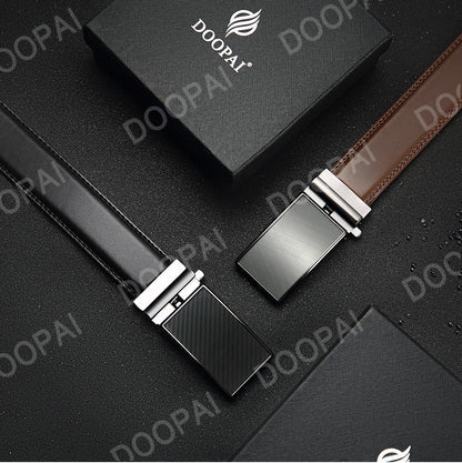 Mens Leather Belt  Automatic Genuine Leather Belts Leisure Fashion Ratchet Belts for Men Pants Waistband Ремень