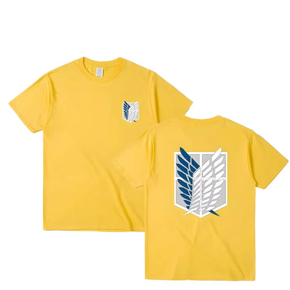 Attack on Titan T-shirt Wings of Freedom Short Sleeve Ackerman Mikasa Eren Jaeger Men High Quality Cotton Tops T Shirt
