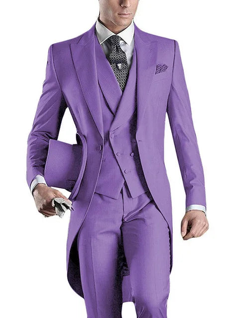 Costume Homme 3 Pieces Fashion Tuxedos Groom Wedding Men Suits Tuxedo Terno Masculino De Pour Hommes Blazer (Jacket+Pants+Vest)