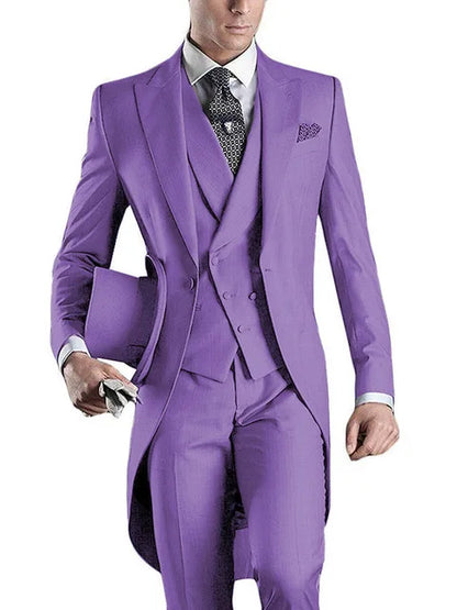 Costume Homme 3 Pieces Fashion Tuxedos Groom Wedding Men Suits Tuxedo Terno Masculino De Pour Hommes Blazer (Jacket+Pants+Vest)