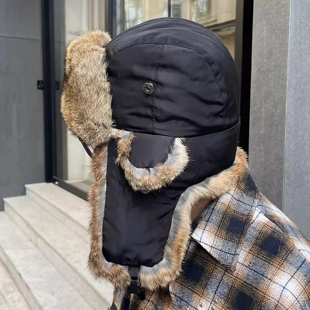 Men Women Russian Hat Trapper Bomber Hats Winter Thermal Male Caps Hat Faux Earflap Ski Lei Feng Snow Caps Outdoor Ushanka Y1D0
