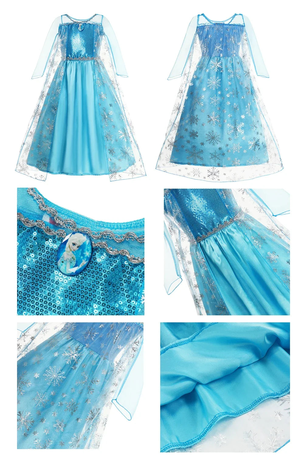 Girls Snow Queen Kids Costumes Girls Carnival Party Prom Gown Elsa Robe-Playing Children Clothing Princess Dress Birthday Dress