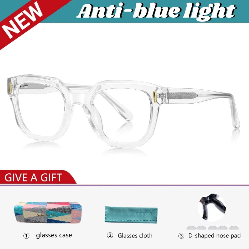 New Fashion Personalized Geometric Design Men's and Women's Anti-Blue Light Reading Glasses Customizable Prescription