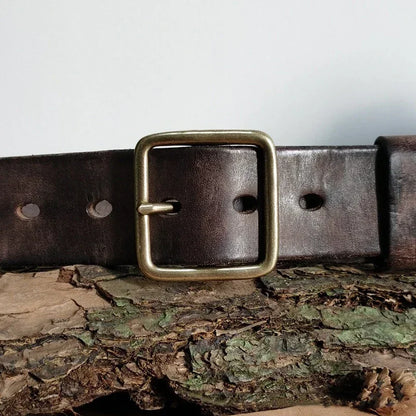 4.1CM Men High Quality Genuine Leather Belt Luxury Designer Brass Pin Buckle Belts Pure Cowskin Vintage Strap Male Jeans for Man