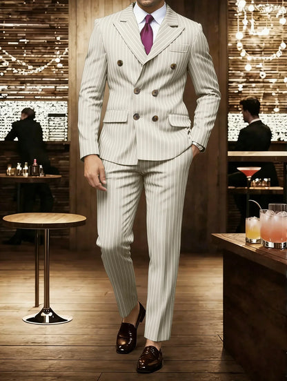 Men's Suit Sets Men's Striped Suits Dress Pants for Business Dinners and Weddings