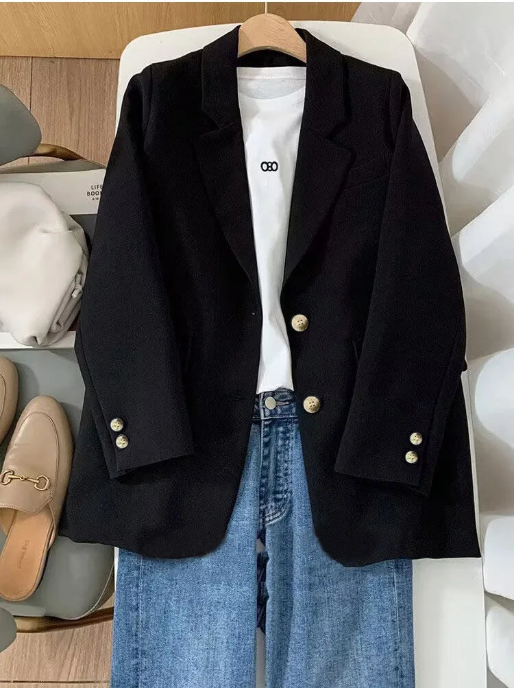 Elegant Orange Blazer for Women, Long Sleeve Jacket, Casual Slim Outerwear, Spring and Autumn Fashion, 2023
