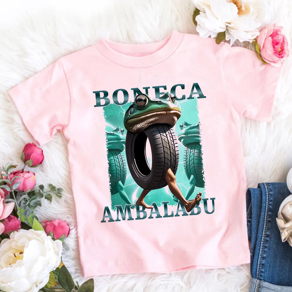 Italian Brainrot T-Shirt Kids Cartoon Anime Print Clothes Round Neck Basic Boys Tops Absorbent Casual Shirts Gift