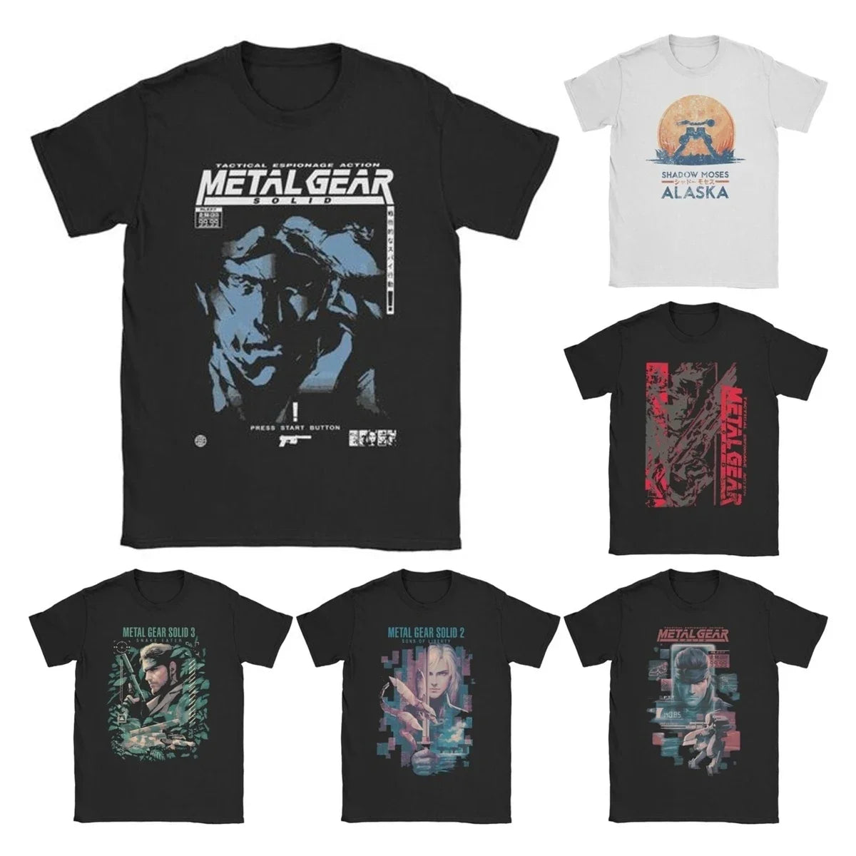 Men Women MGS1 Solid Snake Game T Shirt Metal Gear Cotton Tops Funny Short Sleeve O Neck Tees Classic T-Shirts