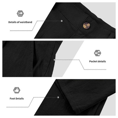 Amazon European and American Men's Linen Solid Color Casual Suit Pants New Fashion Beach Wide-Leg Trousers