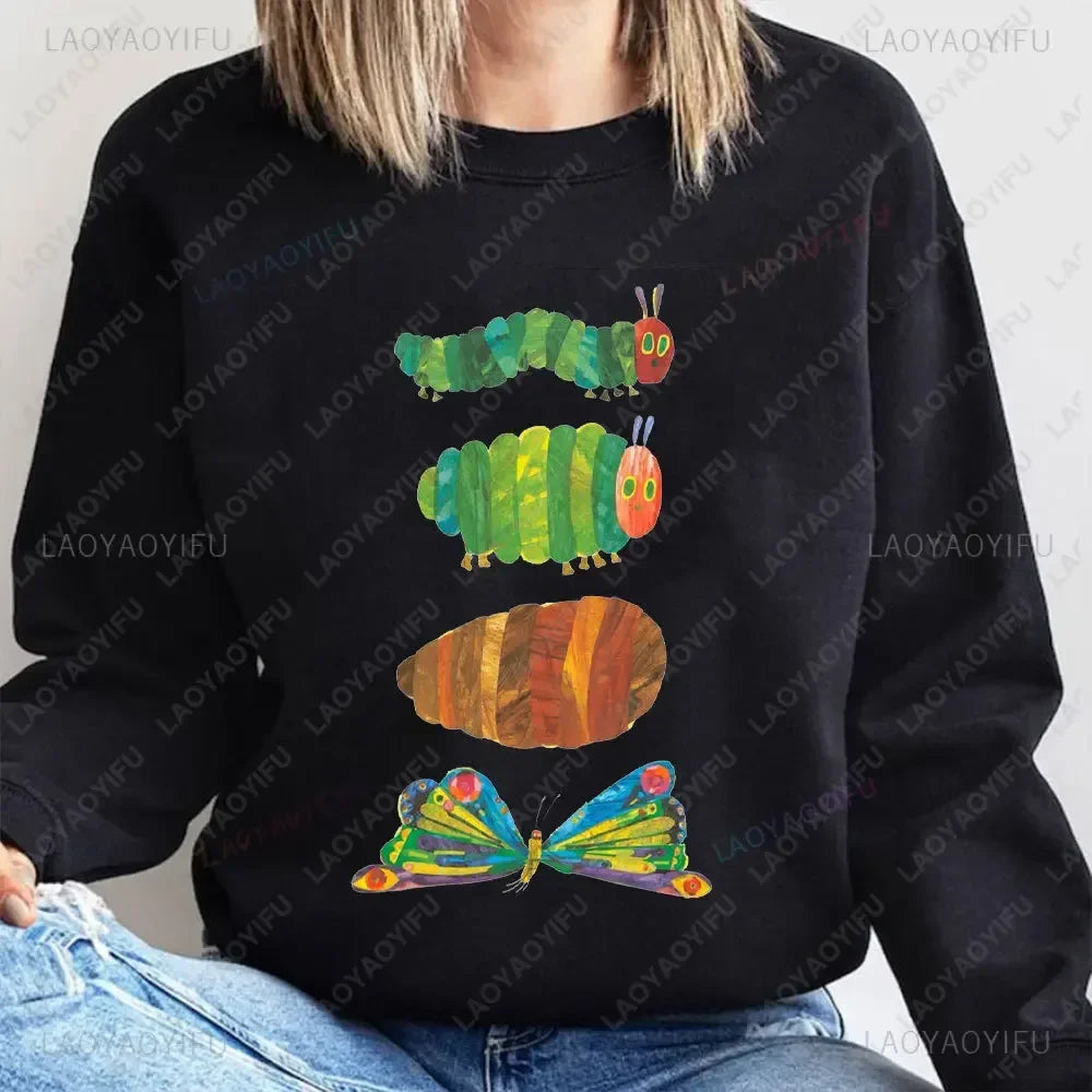 The Very Hungry Caterpillar Sweatshirt Cute Fnny Hungry Caterpillar Bookish Pullovers Man Women Retro Trend Cool Street Hoodies