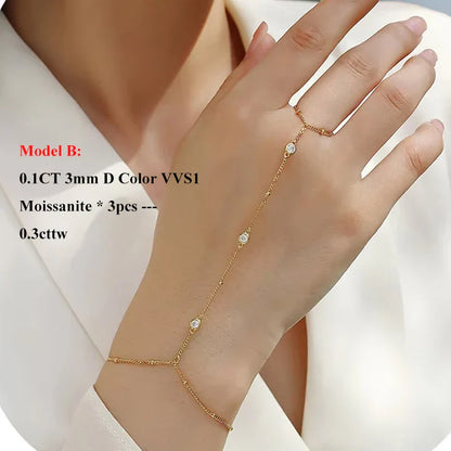 3mm Round Bezel Moissanite Bracelets for Women 14-21cm Adjustable Chain GRA Certified s925 Silver Diamond Bubble Bracelet