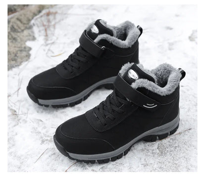 Men Waterproof Outdoor Boots Winter Warm Popular Footwear Male Suede Casual Snow Plush Warm Shoes Leather Walking Shoes 35-46