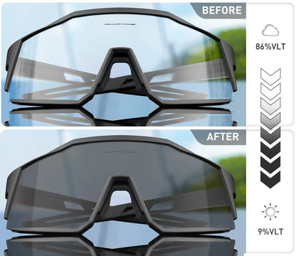 Photochromic Cycling Glasses UV400 MTB Clear Mountain Bike Transition Bicycle Sunglasses for Men Women Sports Eyewear