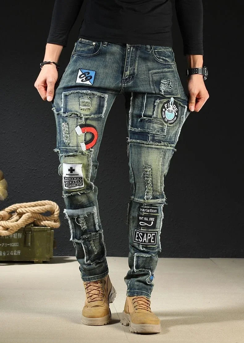 Trousers New Rock Work Wear Straight Jeans for Men Hip Hop Man Cowboy Pants with Pockets Casual Harajuku Classic Aesthetic Denim