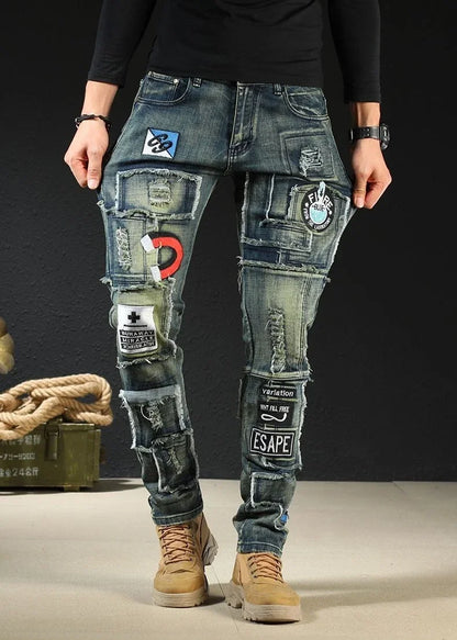 Trousers New Rock Work Wear Straight Jeans for Men Hip Hop Man Cowboy Pants with Pockets Casual Harajuku Classic Aesthetic Denim