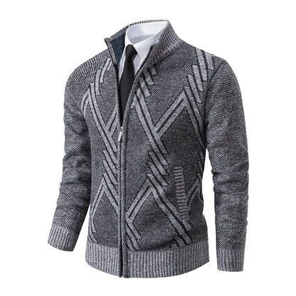 Men's Knit Cardigan Autumn Winter Sweater Coat Man Clothes Brown Blue Luxury Brand Button Fleece Lined Male Knitting Jackets
