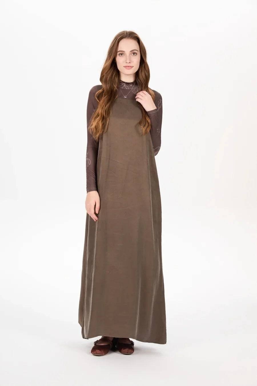 AS AW25 super soft high quality expensive cupro collection shirt + slip dress + skirt + print mockneck woman matching set