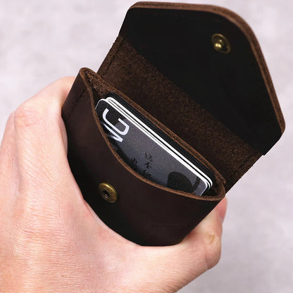 100% Genuine Leather Wallet For Men Male Original Cowhide Slim Minimalist Front Pocket Cash Wallet Card Holder With Flap Closure
