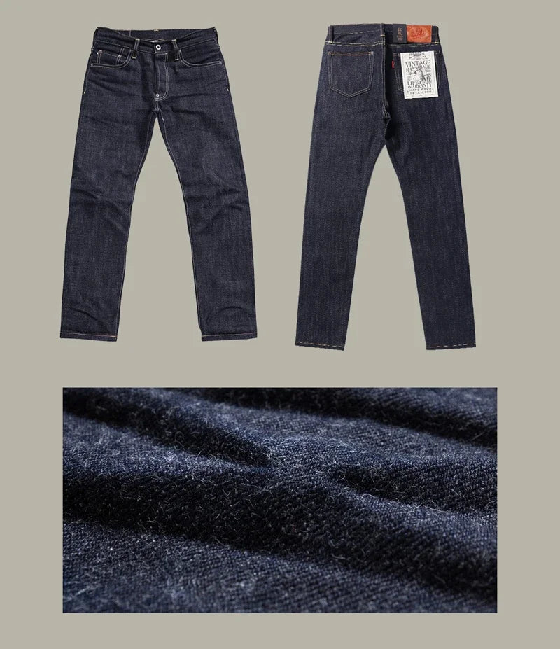 17oz SD-107 Slim Cut Jeans Selvdege Denim Men's Pants Straight Leg