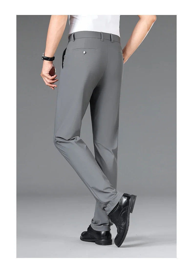 Brand Clothing 2026 Summer High Stretch Men's Casual Pants Quick Dry Business Straight Pants Thin Formal Suit Trousers Male 40