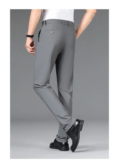Brand Clothing 2026 Summer High Stretch Men's Casual Pants Quick Dry Business Straight Pants Thin Formal Suit Trousers Male 40