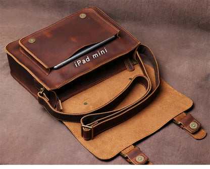 Retro Real Leather Messenger Bags Men and Women Shoulder Bag Natural Cowhide Crossbody Casual Handbag Luxury Cambridge Bags