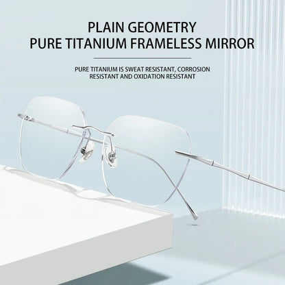 Ultra-light Titanium Rimless Myopia Frames Unisex Simple Square Read Frames Glasses Customized Prescription Glasses F0623
