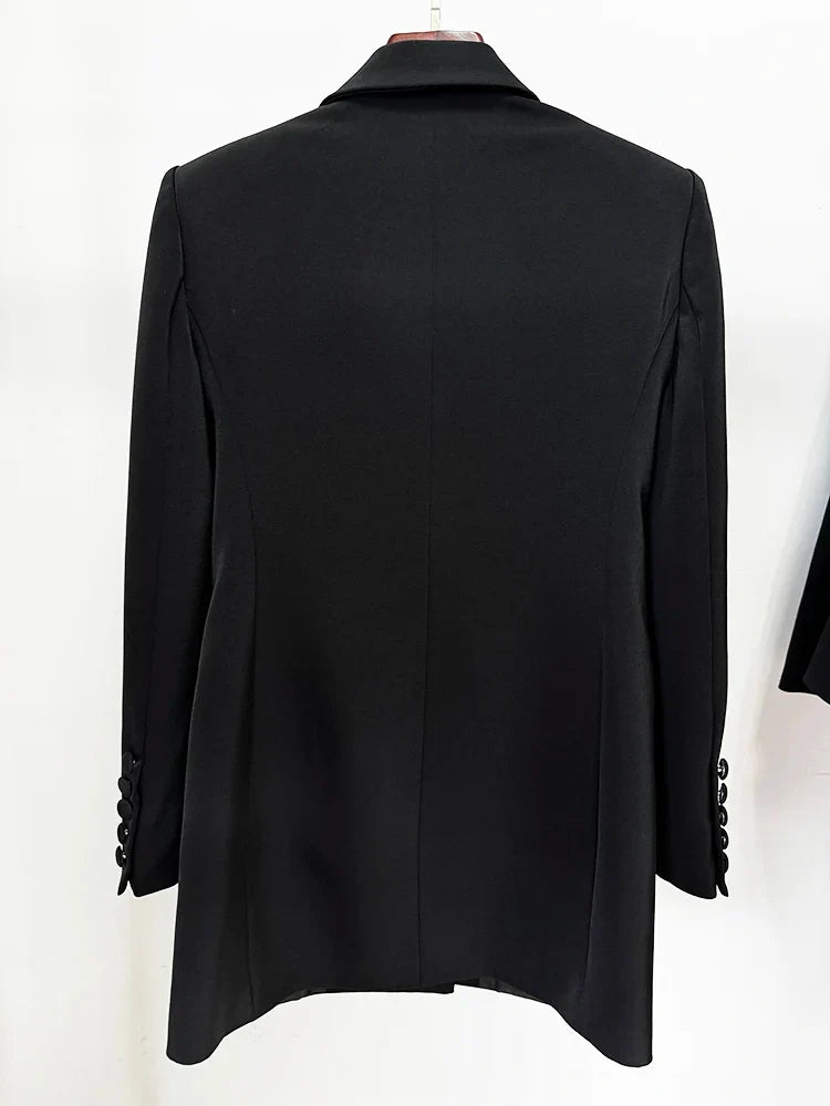 HIGH STREET Newest Fashion 2026 S/S Designer Fashion Jacket Women's Slim Fitting Luxury Rhinestone Diamonds Beaded Long Blazer