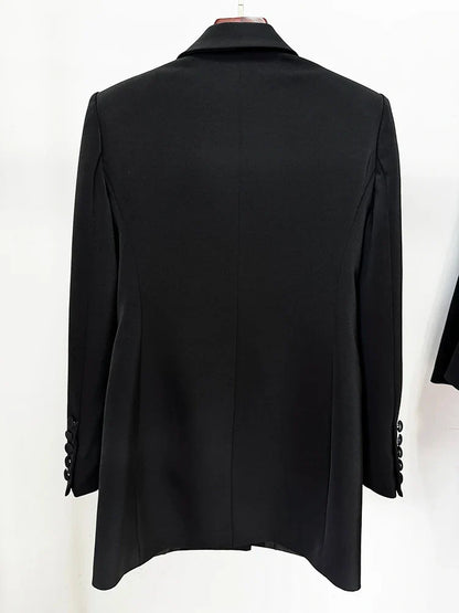 HIGH STREET Newest Fashion 2026 S/S Designer Fashion Jacket Women's Slim Fitting Luxury Rhinestone Diamonds Beaded Long Blazer