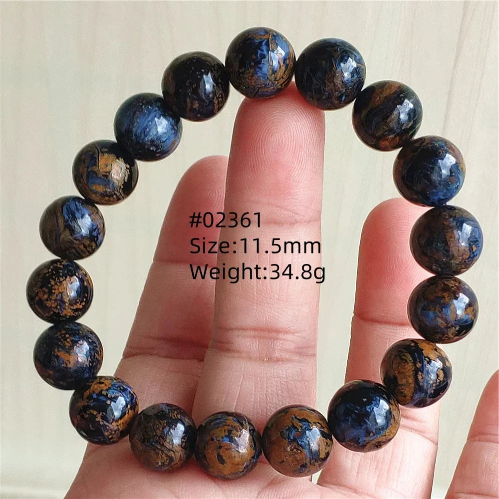 Natural Blue Pietersite Bracelet Women Men Beads Round Beads Chatoyant Cat Eye Fire Pietersite Namibia AAAAAA