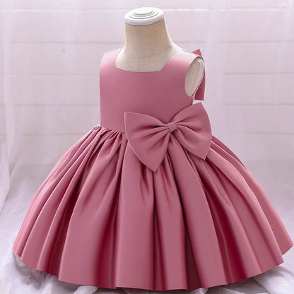 Big Bow Baby Girls Party Dress Toddler 1st Birthday Baptism Princess Kids Dresses for Girl White Wedding Prom Christmas Costumes