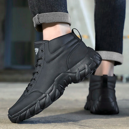 Men Running Shoes Men Sneakers Anti-slip Handmade Leather Casual Ankle Boots Breathable Men's Walking Lace Up Lightweigh Boots