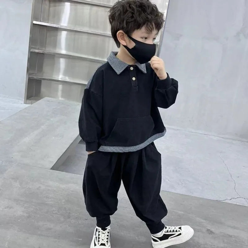 Sweatshirt Set Boys Outfit Kids Sets for Boy Autumn Winter Wear Children's Top Bottom Clothes Elementary Student Men's Korean